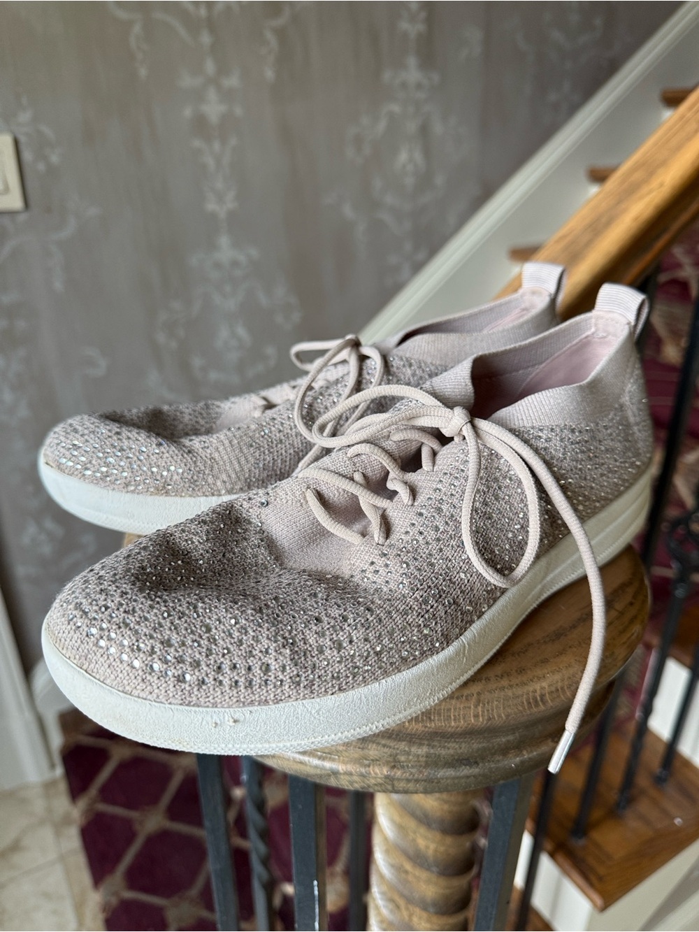 FITFLOP F SPORTY Uber knit Krystal sneakers size 8 very good preowned condition